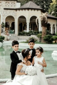Bride With Her Children Entourage
