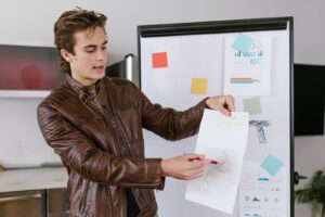 brown leather jacket