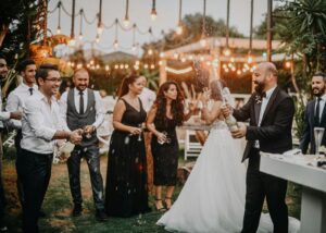 Wedding party celebration outdoors